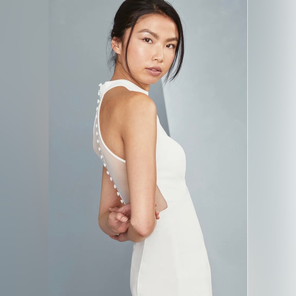Amsale Crepe Sheath Little White Dress